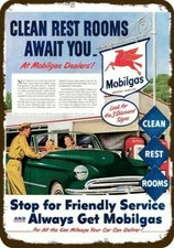 1952 MOBIL Gas Station Clean Rest Rooms Vntge-Look DECORATIVE REPLICA METAL SIGN