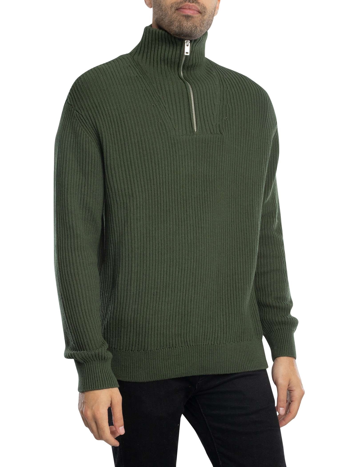 Однотонный мужской трикотаж Nalle на молнии зеленый 4990₽