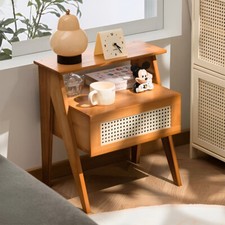 Wooden Side Table with Shelf Top Night Stand Bedside with Drawer Storage Cabinet