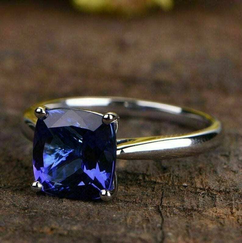 Natural Tanzanite Gemstone 925 Sterling Silver Handmade Engagement Ring  