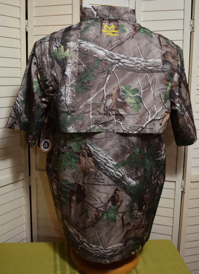 Real tree Camo Hunting Guide Shirt Mens Lg 42-44 Short Sleeve Button Front NEW - Image 4 of 4