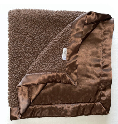 BEBE BELLA DESIGNS BROWN SHERPA SATIN BABY BLANKET E5