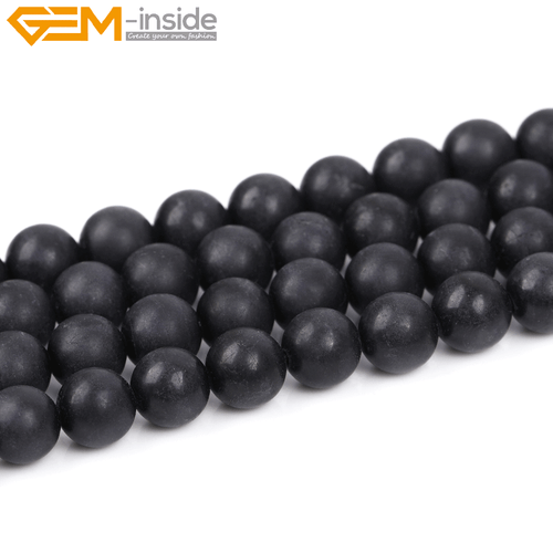 Natural Gemstone Frost Matte Black Tourmaline Loose Beads For Jewelry Making 15" - Picture 11 of 43