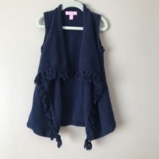 Lilly Pullitzer girls navy sweater small fringe