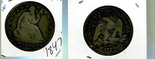 1853 P WITH ARROWS LIBERTY SEATED SILVER HALF DOLLAR GOOD VG 1847T