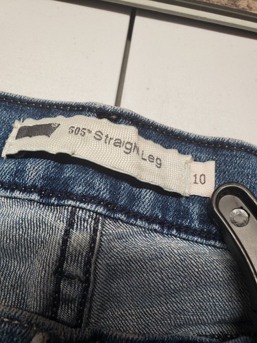 Levis 505 Damen Jeans 10 Medium Blue Straight Leg Flat Front Mid Rise Denim - Bild 4 von 6