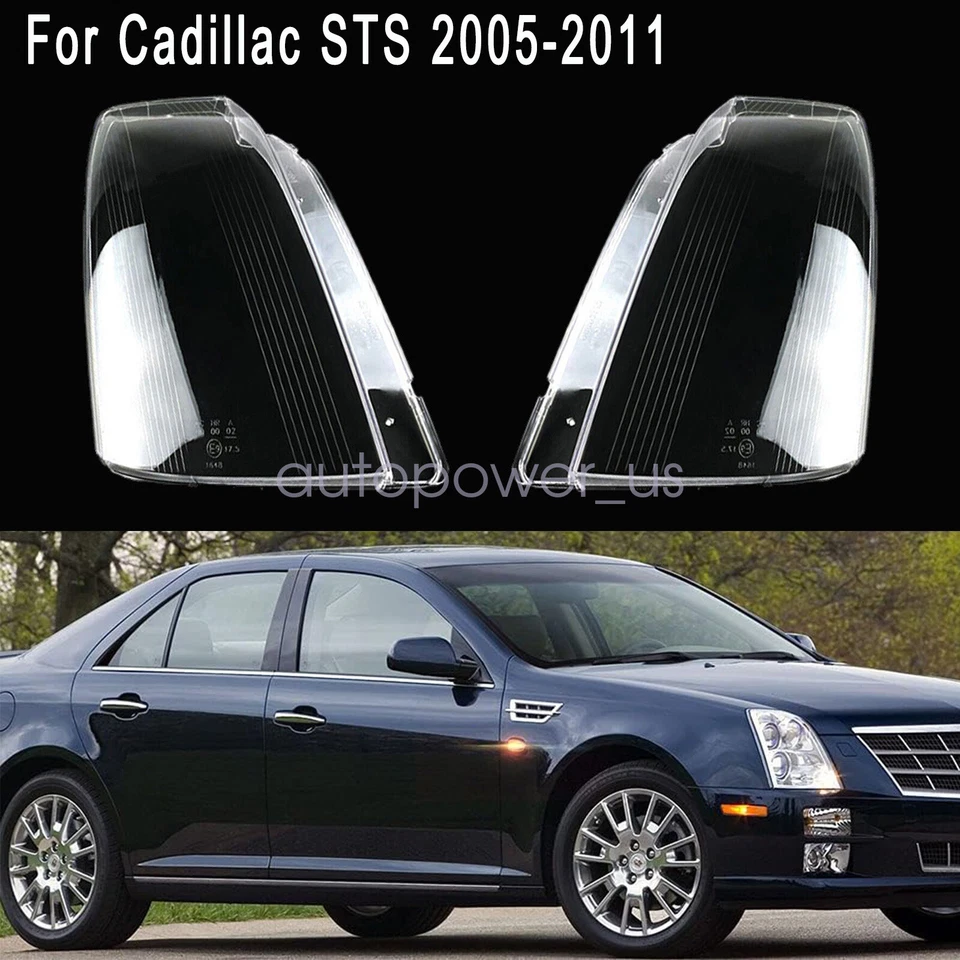 Cubierta de lámpara de lente de faro delantero + pegamento sellador izquierda + derecha para Cadillac STS 2005-2011 Foto 3 de 4