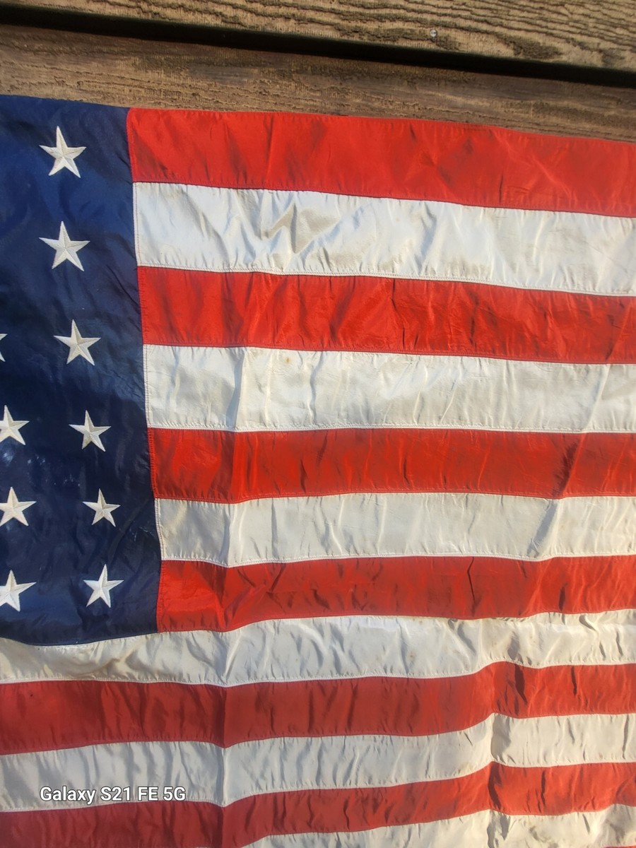 Vintage Early Silk United States US Flag 48 Sewn Stars Federal Old
