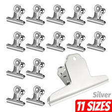 Stainless Steel Hinge Clip 22-160mm Bull Binder Paper Clips Clamps Holder Office