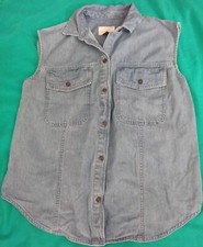 Universal Thread Sleeveless Light Blue Denim Button-Up Shirt Womens Size XS