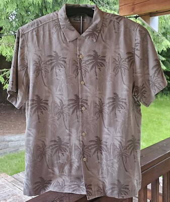 TOMMY BAHAMA 100% Silk Hawaiian Shirt Mens Size Medium Twill Palm NWT New 