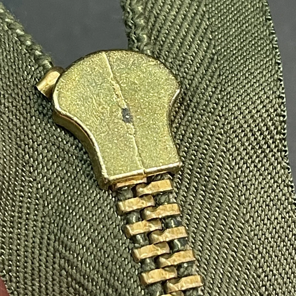 TALON Brass Zipper 19.75” Drab Green Cotton Herringbone OPEN END For Field Coat - Image 4 of 4