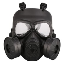 Tactical Gas Mask Full Face Eye Protection Skull Dual Fans Fresh Air Game