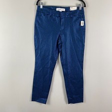 Old Navy Mid Rise Pixie Skinny Ankle Pants Sz 8 Blue Black Jacquard Houndstooth