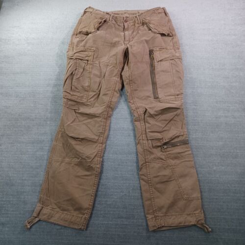 Polo Ralph Lauren pantaloni paracadutisti militari uomo 32x30 kaki cargo tasca con cerniera - Foto 14 di 16