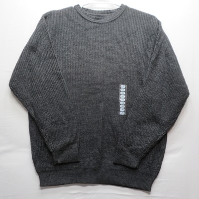NWT JANTZEN MENS X-LARGE CHARCOAL LONG SLEEVE PULLOVER KNIT SWEATER CREW NECK