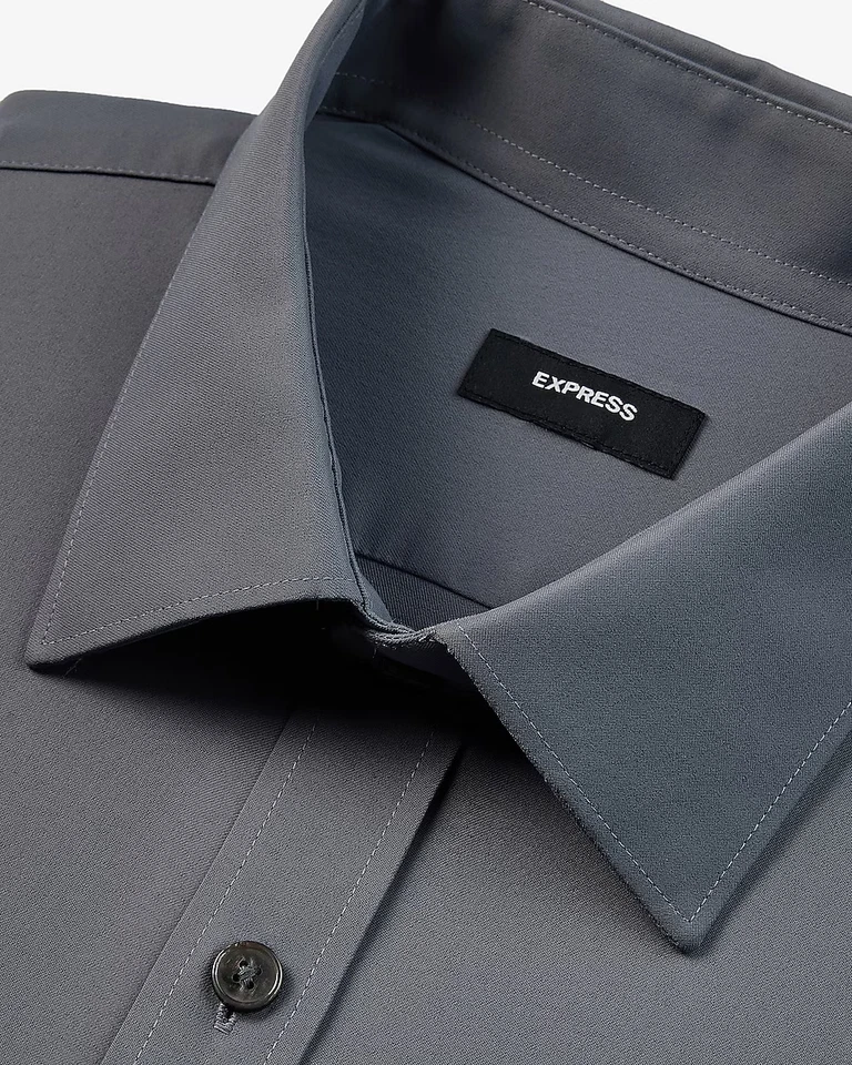 EXPRESS L Extra Slim Solid Wrinkle resistant Everyday Performance Dress Shirt - Image 2 of 2