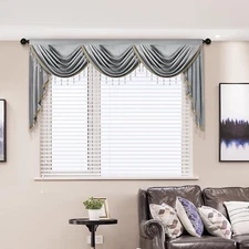 Luxury Silver Grey Velvet Curtain Valances for Living Room with Beads(79inch,...