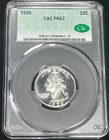 1956 CACG PR67 Silver Washington 25c - Blast White Example