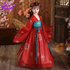 Girls Chinese Ancient Hanfu Kids Costume Tang Suit Dress Princess Dress Stage