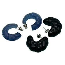 Vintage Chunky Blue  Black Acrylic Hoop Earrings 2 Pair