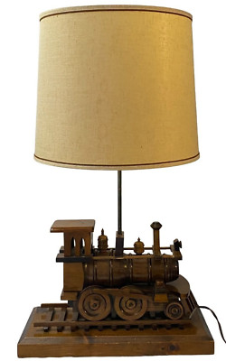 Steam Engine Train Lamp Handmade Railroad Rare Handcarved
