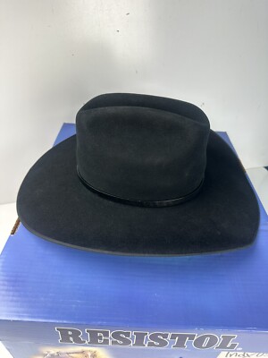 Resistol 4X Beaver Black Suede Cowboy Hat - Size 7-1/8” L 4 1/4
