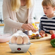 Easy Electric Poacher, Omelet Eggs & Soft, Medium, Hard-Boiled Egg Boiler Cooker
