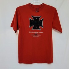 JNCO Vintage Iron Cross Graphic Red Short Sleeve T Shirt Boy's Large Skater 90s 