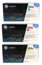 HP 504A 3 Pack Color Combo Toner Cartridge - Cyan, Magenta, Yellow