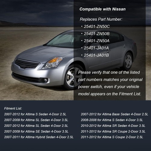 Interruptor de control de ventana eléctrica maestro del lado del conductor para Nissan Altima 2007-2012 sedán - Imagen 9 de 12