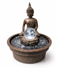 Buddha Statue Zimmerbrunnen 20cm Brunnen Meditierend Sitzend Skulptur Deko Figur