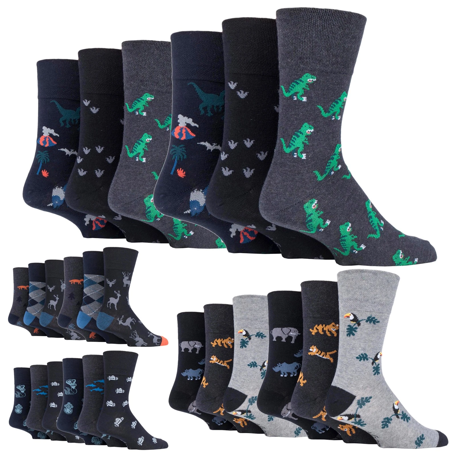 Mens Non Elastic Socks by Sock Shop Gentle Grip , 6 Pack Cotton Soft Top Socks