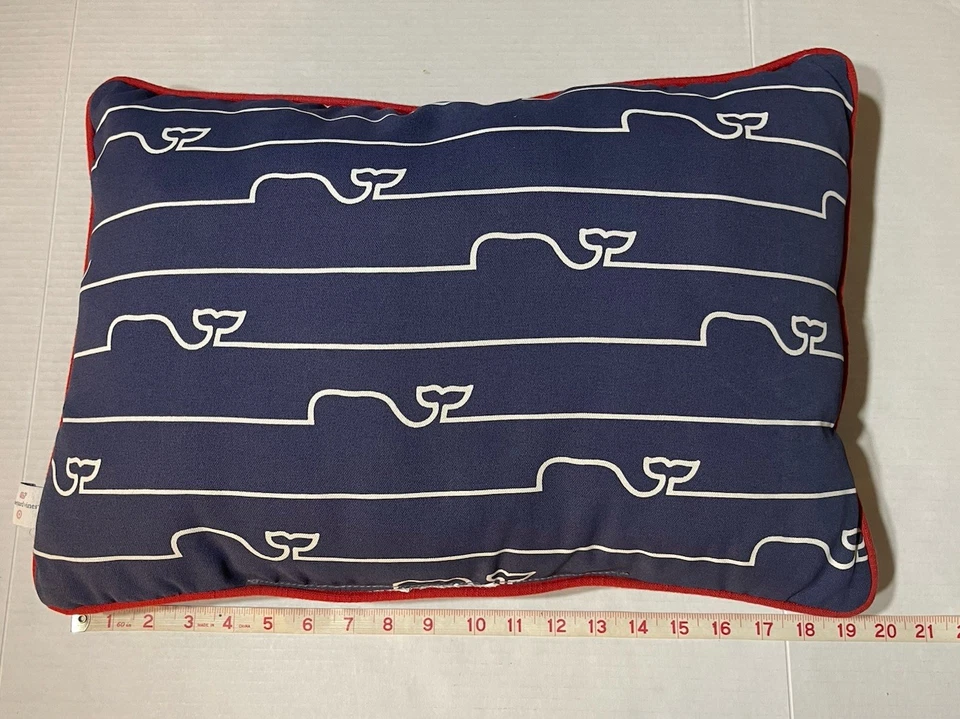 Поясничная подушка Vineyard Vines Target 14x20 Whale Line красно-белая темно-синяя домашний декор - Изображение 3 из 4