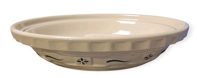 Longaberger Pottery Pie Plate Quiche Dish 10 In Heritage Green Woven Traditions 