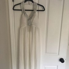 White Beaded Necklace Gown / Long Dress