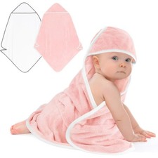 Hooded Towel for Newborn 2 Pack Soft Coral Fleece Baby Bath Towel Ultra