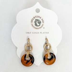 Authentic Spartina 449 Mod Tortoise Drop Earrings 18k Gold Plated On Card