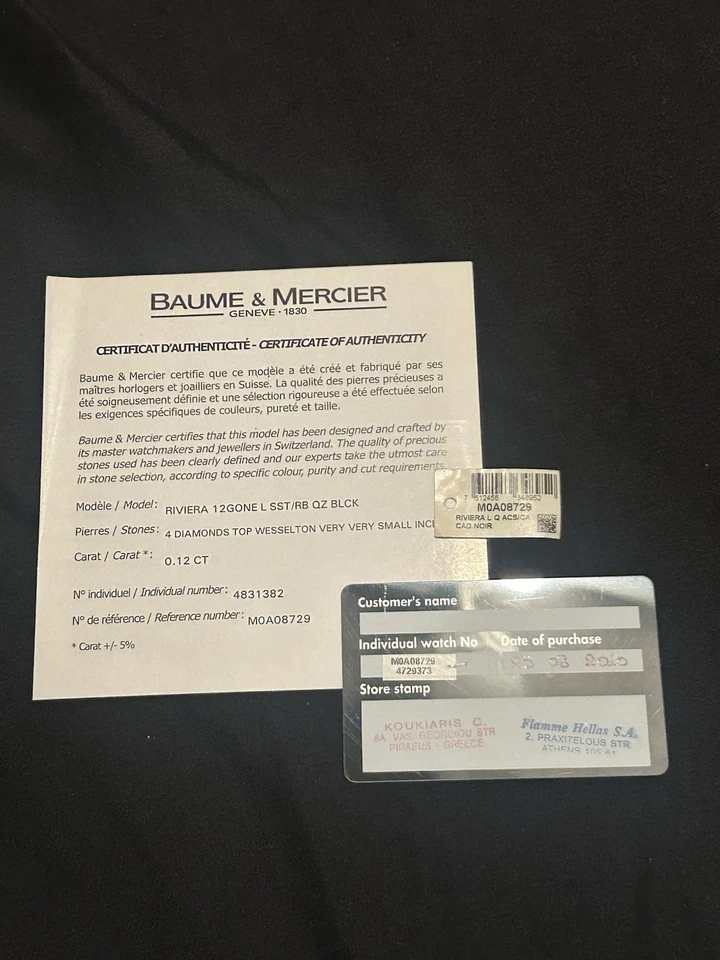 Reloj Baume and Mercier Riviera VVS Bisel Diamante Esfera Negra Acero Inoxidable Foto 4 de 4
