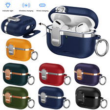 For AirPods 4th / Pro 3rd / Pro 2nd Gen Leather Texture Case Cover W/ Keychain