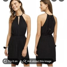Maeve by Anthropologie Black Halter Tie-Back Sleeveless Pocket dress XXS