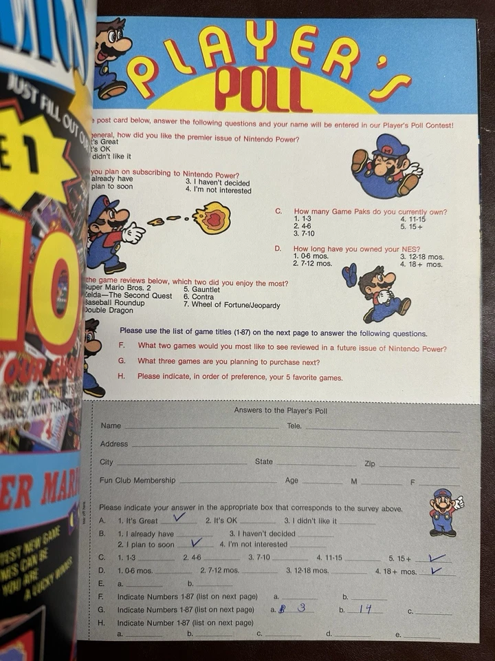 Pristine First Nintendo Power Magazine Premier Issue 1 Super Mario 2 COMPLETE! - Image 3 of 4