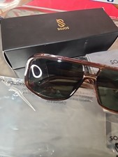 SOJOS Retro Aviat Sunglasses Classic Square Dark Brown Green SJ2304 - NEW