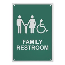 Family Restroom Sign, 8.5 x 11 in", ADA Unisex Family Assisted Sign