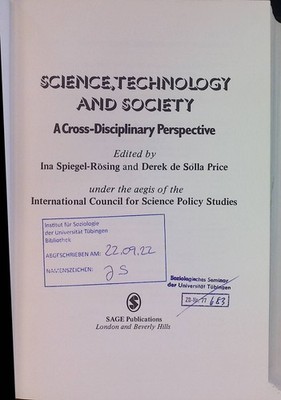 Science Technology and Society: A Cross-Disciplinary Perspective Spiegel-Rosing,