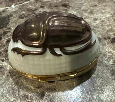 Vintage Chamart Peint Main Scarab Trinket Box