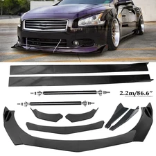 Front Bumper Lip Splitter Spoiler Rear Lip Strut Rod For 09-15 Nissan Maxima A