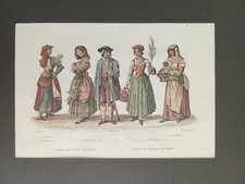 Antica Incisione su acciaio in Pass 1850 Costumi Regno di Napoli Acerra Salerno