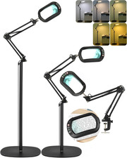 10X Rectangle Magnifying Glass with Light and Stand, 5 3 Inch Real Glass 5 Color