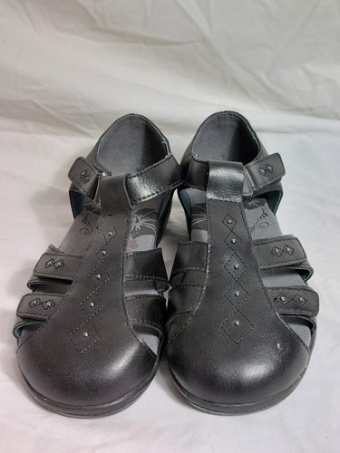 Women's Propet Black Leather Studded Mary Jane Comfort Sandal Shoes Size 6.5 - Picture 2 of 12